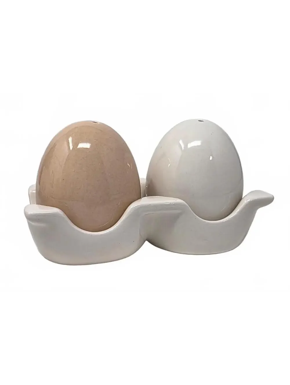 Cracker Barrel Ceramic Egg Salt Pepper Shakers With Holder Box